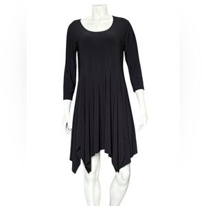 Sympli Black Handkerchief Hem Tunic Dress Size 10 3/4 length sleeves Flowy fit